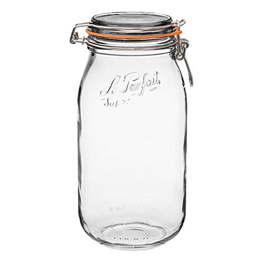 1 Le Parfait Super Jar - Wide Mouth French Glass Preserving Jars - Zero Waste Packaging (1, 2000ml - 64oz - Two Liter)