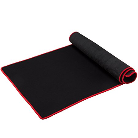 ANPHSIN 16" x 35"x 0.12" Large Extended Rectangular Artificial Leather Laptop Desk mat - Non-slip Rubber Base Desk Pad Protector,Black