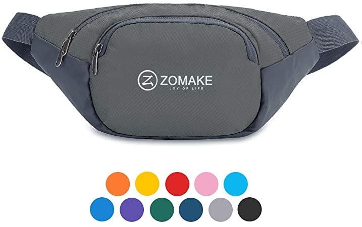 ZOMAKE Fanny Pack Water Resistant Waist Bag Hip Bum Bag for Men and Women, Large Compartment with Adjustable Strap for Outdoors Workout Traveling Casual Running Hiking Cycling