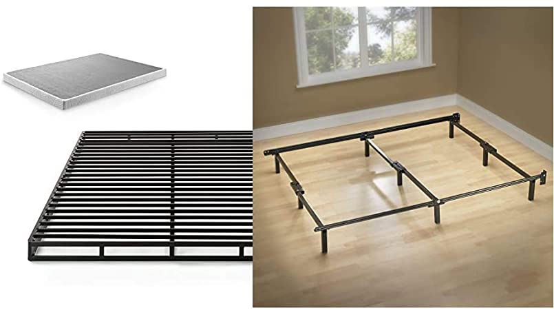 Zinus 4 Inch Low Profile Quick Lock Smart Box Spring/Mattress Foundation/Strong Steel Structure/Easy Assembly, Queen & Michelle Compack 9-Leg Support Bed Frame, for Box Spring and Mattress Set, Queen