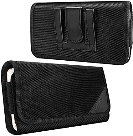 MoKo Phone Belt Clip Holster, Nylon Belt Holster Case Pouch Holder Cover for 6.5" Phone, Fits iPhone SE 3 2022/12 Mini/12/12 Pro/SE 2020/iPhone 13 Mini/iPhone 13/iPhone 13 Pro, Galaxy S20, Black