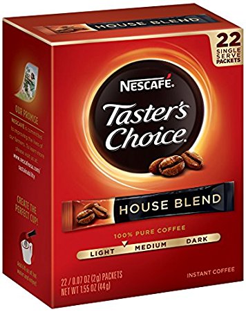 Nescafe Taster's Choice House Blend Instant Coffee, 22 Count Single Serve Sticks