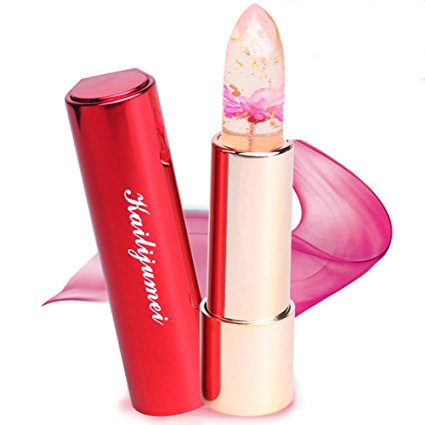 Pro Kailijumei Flower Jelly Lipstick Moisturizer Long Lasting Nutritious Lip Balm Lips Magic Color Temperature Change with Mirror (Barbie Pink)