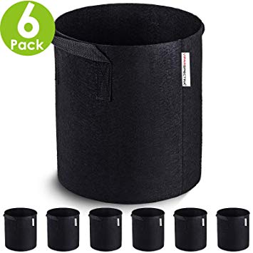 VIPARSPECTRA 6-Pack 3 Gallon Grow Bags - Thickened Nonwoven Aeration Fabric Pots Container with Handles Heavy Duty Durable for Garden Indoor Plants