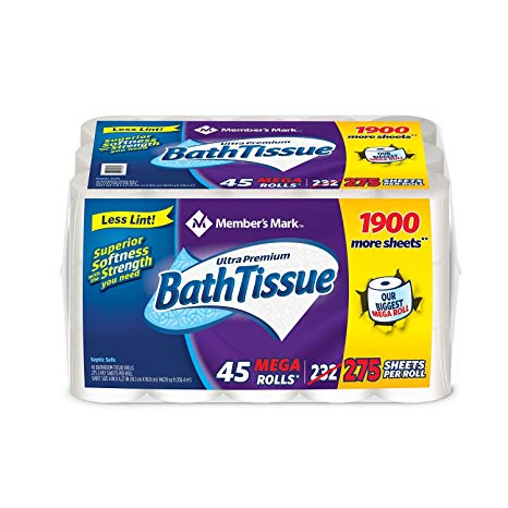 Member's Mark Ultra Premium Bath Tissue, 2-Ply Mega Roll (275 sheets, 45 rolls) - (Original from manufacturer - Bulk Discount available)