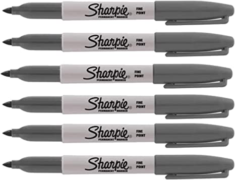 Sharpie Fine Point Permanent Marker, Dark Matter Gray, 6 Pack