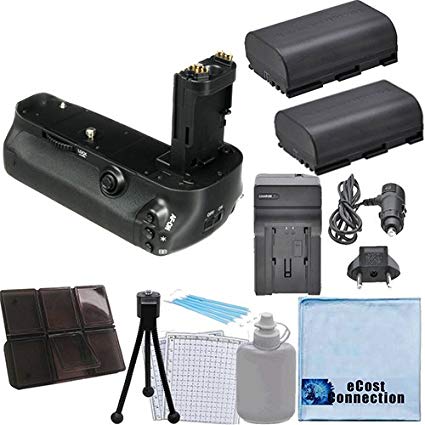 Battery Grip for Canon 5D Mark IV DSLR Camera   2 LP-E6 Batteries   Car/Home Charger   Deluxe eCostConnection Starter Kit