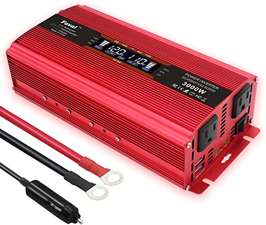 LVYUAN 1500W Power Inverter for Car DC 12V to 110V AC Dual AC Outlets and Dual USB Charging Ports Car Inverter Adapter Charger with Digital Display (12V with LCD (RED))