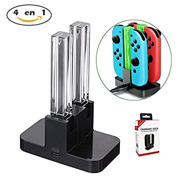 Nintendo Switch Joy-Con Charging Dock,STOGA 4 in 1 Joy-Con Charger Station with Individual LEDs indication