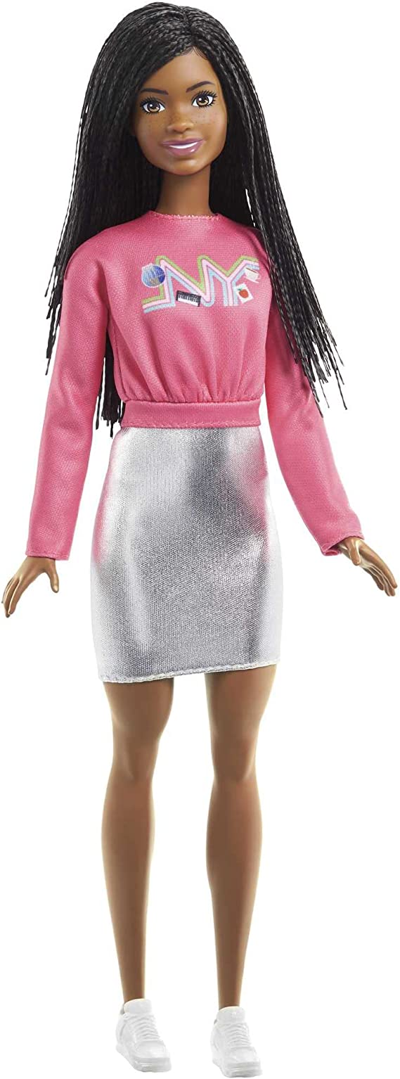 Barbie It Takes Two Barbie “Brooklyn” Roberts Doll (Braided Hair) Wearing Pink NYC Shirt, Metallic Skirt & Shoes, Gift for 3 to 7 Year Olds