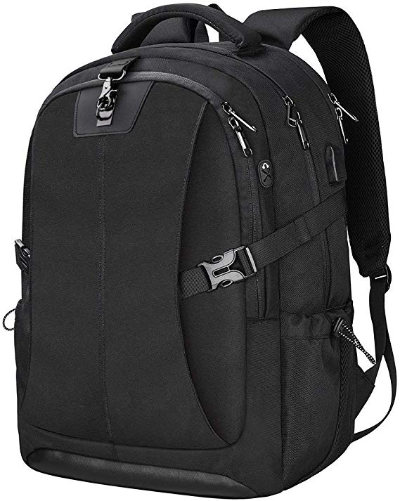 Laptop Backpack 17 Inch Travel Anti-Theft Waterproof College Backpack Business School Large Capacity Gaming Laptop Backpacks USB Charging Port for Men Women Black