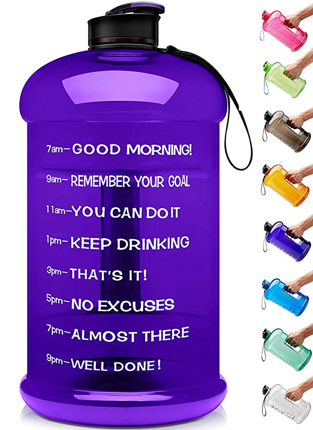 Venture Pal Large 128oz/74oz Leakproof BPA Free Fitness Sports Water Bottle with Motivational Time Marker to Ensure You Drink Enough Water Throughout The Day