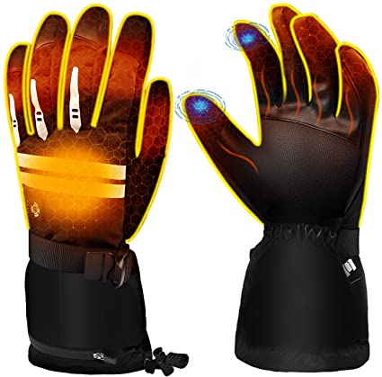 Heated Gloves Men Women, EEIEER Battery Heated Gloves Electric Heating Gloves Rechargeable 5 Levels Temperature Control & Touchscreen For Winter Snow Biking Riding Skiing Cycling Hunting Snowboarding