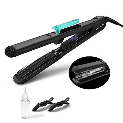 Steam Flat Iron Hair Straightener, Professional Salon Flat Iron with 5D Heating Teeth, LCD Display, Dual Voltage, 1-Inch By Mibote