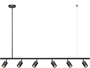 Globe Electric 64000123 55" 6-Light Adjustable Height Track Lighting, Matte Black, Pivoting Track Heads