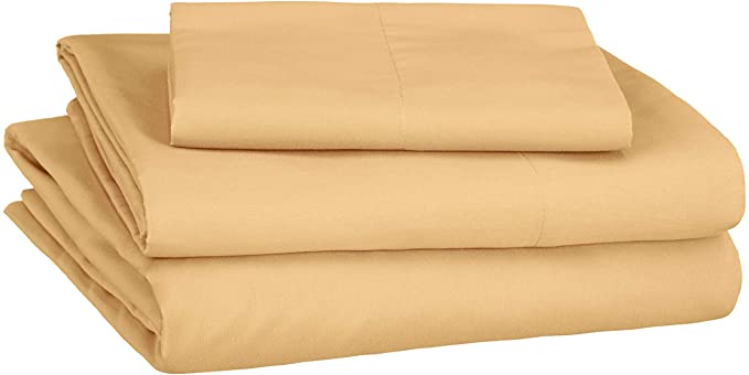 AmazonBasics Soft Microfiber Sheet Set with Elastic Pockets - Twin, Goldenrod Branch