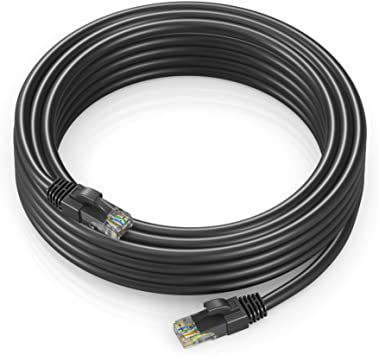 Ethernet Cable 50 ft CAT6 High Speed Internet Network LAN Cable Cord, Outdoor Waterproof (Black)