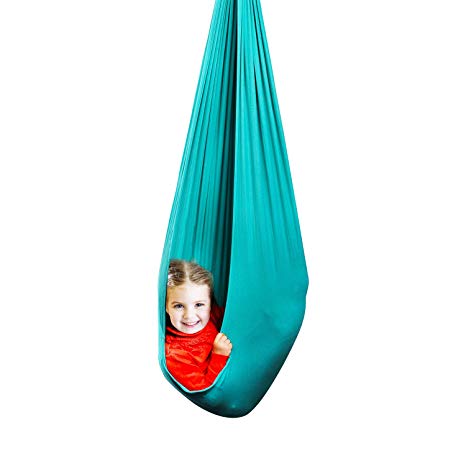 Indoor Therapy Swing for Kids and Teens w/More Special Needs, Cuddle Hammock Ideal for Autism, ADHD, Aspergers and Sensory Integration Snuggle Swing Hammock (Up to 175LBS) (Green)