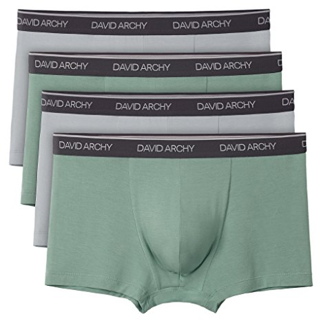 David Archy Men's Ultra Soft Boxer Briefs Underwear Breathable Bamboo Rayon Trunks In 3/4 Pack
