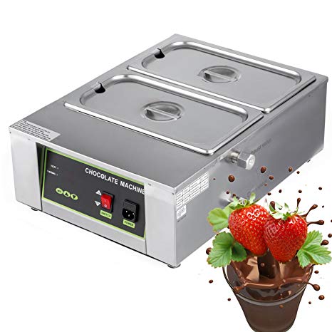 ALDKitchen 1000W Electric Chocolate Melting Pot Machine 2Tanks Commercial Electric Chocolate Heater Digital Control Two Pan Electric Chocolate Melter