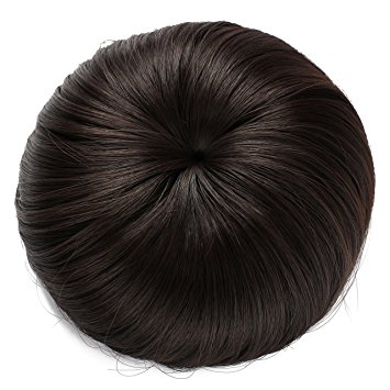 OneDor Synthetic Hair Bun Extension Donut Chignon Hairpiece Wig (4#-Dark Brown)