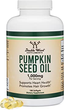 Pumpkin Seed Oil for Hair Growth and Bladder Control (1,000mg Per Serving, 180 Softgels) Manufactured and Tested in The USA by Double Wood Supplements