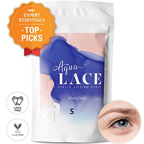 Beauty Logic Ultra Invisible Aqua Lace Eyelid Lifting Kit - SELF ADHESIVE, LATEX FREE - Instant Eyelid Lifting Tape perfect for hooded, droopy, uneven or mono-eyelids, NO GLARE GUARANTEED-Small