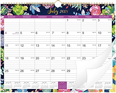 2021-2022 Wall Calendar 18 months - Monthly Hanging Calendar Planner from Jan. 2021 to Jun. 2022, 15" x 11.5", Spiral Twin-Wire Binding, Large Blocks with Julian Dates