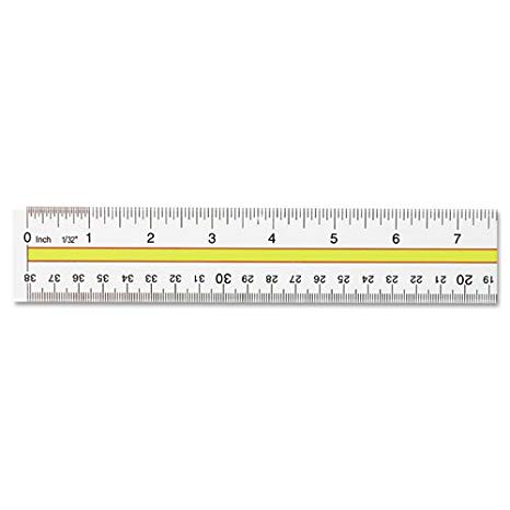 Westcott Products - Westcott - Highlighting Data Beveled Plastic Ruler, 15", Clear/Yellow Panel - Sold As 1 Each - Simplify reading across computer sheets with the tinted guide. - Clear plastic ruler features a see-through yellow center panel to highlight one line at a time. - Two beveled edges ruled with standard scale on one side, metric on the other.