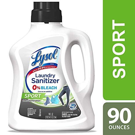 Lysol Laundry Sanitizer Additive, Sport, 90 Oz, malodor control technology, bacteria-causing odor eliminator, 0% bleach laundry sanitizer