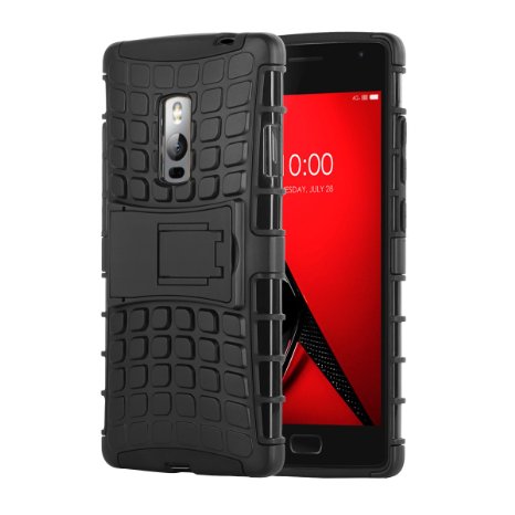 OnePlus 2 Case, OnePlus two Case, BENTOBEN Hybrid Dual Layer Combo Heavy Duty Anti-Slip Rugged Case with Kickstand Protective Cover for OnePlus 2, Black