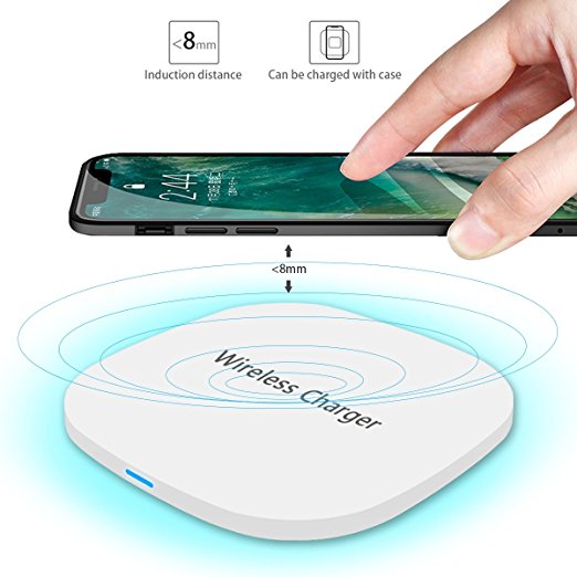 iPhone X Wireless Charger,TENNBOO Qi Wireless Fast Charger Charging Pad for iPhone 8/ 8 Plus,Samsung Galaxy S8/S8 Plus,S7/S7 Edge,S6/S6 Edge,Note 8/Note 5 White