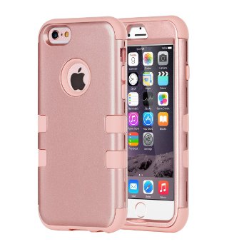 iPhone 6S Case, iPhone 6 Case 4.7 Inch , BENTOBEN 3 in 1 PC Silicone Hybrid Shockproof & Drop Resistance Anti-slip Cover for iPhone 6 Case 4.7 Inch, Rose Gold