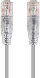 Monoprice Cat6 10ft Gray Component Level Patch Cable UTP 28AWG 550MHz Pure Bare Copper Snagless RJ45 SlimRun Series Ethernet Cable