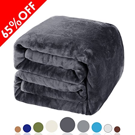 Balichun Luxury Fleece Blanket 330 GSM Super Soft Warm Fuzzy Lightweight Blankets Couch Throw Twin/Queen/King Size(Twin, Dark Grey)