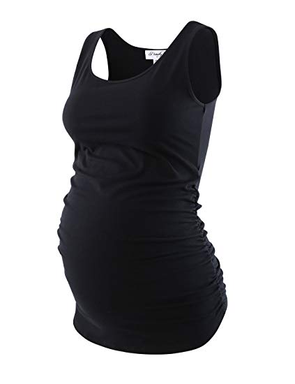 Peauty Maternity Tank Tops Plus Sizes & Regular Sleeveless Ruched Clothes