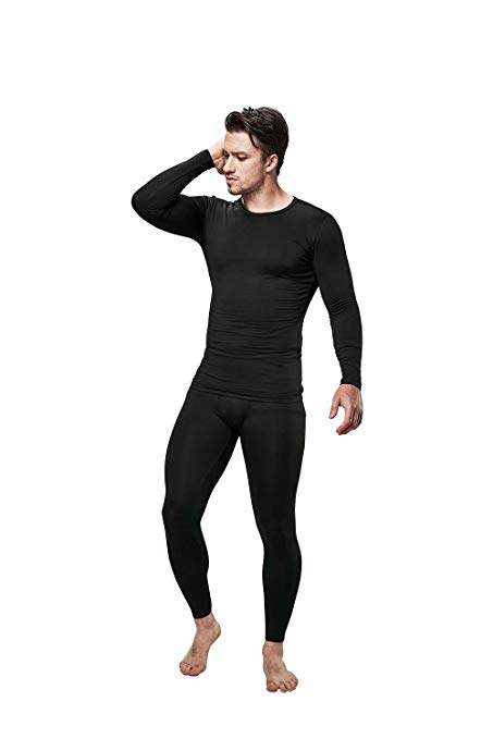 DEVOPS Men's Thermal Wintergear Heat-Chain Microfiber Fleece Underwear Baselayer Top & Bottom (Long Johns) Set