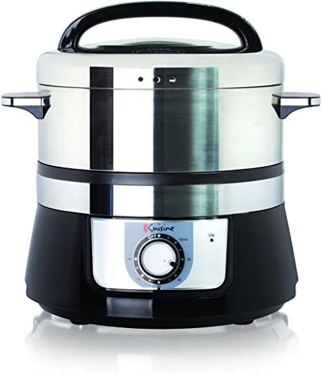 Euro Cuisine FS3200 Stainless Steel Electric Food Steamer - 3.2Liter - Black