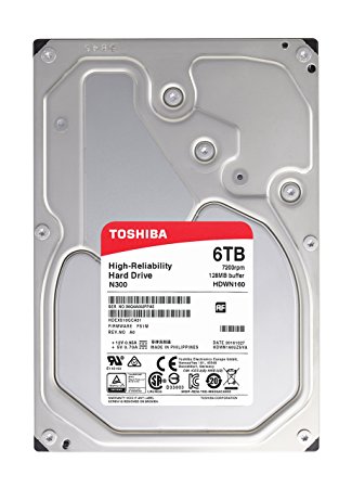 Toshiba N300 High Reliability 6TB Internal NAS Hard Drive (Bulk) 7200RPM 128MB 3.5 Inch SATA - HDWN160UZSVA