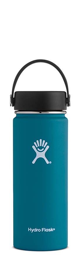 Hydro Flask 18 oz Double Wall Vacuum Insulated Stainless Steel Leak Proof Sports Water Bottle, Wide Mouth with BPA Free Flex Cap, Jade