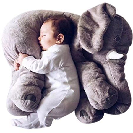 Acelive Baby Children's Long Nose Elephant Pillows Soft Plush Stuff Dolls Lumbar Pillow (gray)