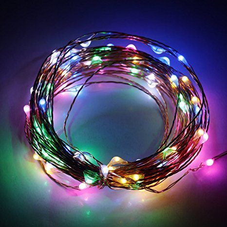 ER CHEN(TM)Indoor and Outdoor Waterproof Battery Operated 100 LED String Lights on 33 Ft Long Ultra Thin Copper String Wire with Timer (Multicolor)
