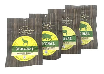 Classic Exotic Jerky Sampler Pack - 4 Types of Wild Game Jerky (Venison Jerky, Buffalo Jerky, Wild Boar Jerky and Elk Jerky) - No Added Preservatives, No Added Nitrates and No Added MSG - 8 total oz.