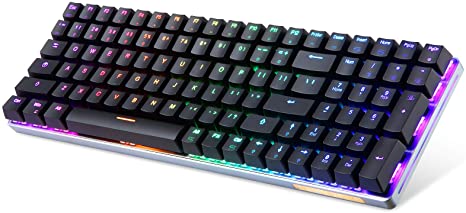 Darmoshark Wired/Wireless Mechanical Keyboard with Fast Blue Gateron Switch,CNC Aluminum Alloy Shell RGB Backlit Type-C Compact 100 Keys Computer Keyboard with Full Keys Programmable - 2400mAh Battery