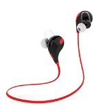 Sport Earbuds Novpeak Sweatproof Bluetooth 40 Wireless Stereo Headphones with Microphone Hands free for iphone Samsung LG HTC and More Ios Andriod Smartphone Tablet Pc Red With Black
