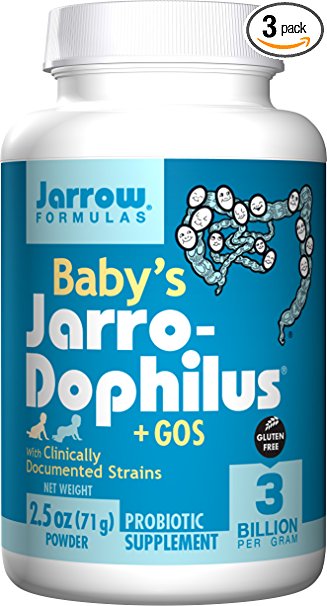 Jarrow Formulas Baby's Jarro-Dophilus, Supports Infant Intestinal & Immune Health, 3 Billion Organisms Per Gram, 71 g (Cool Ship, Pack 3)