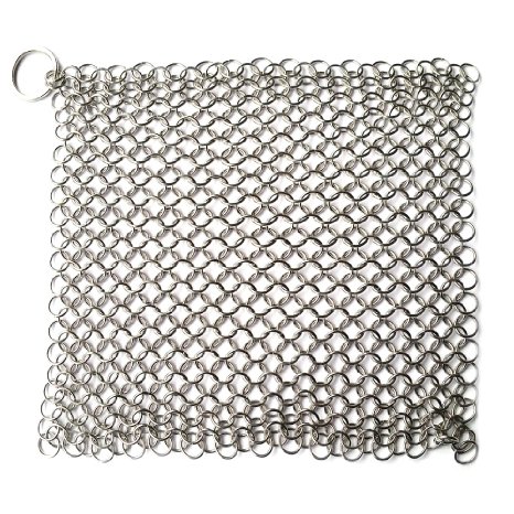 Cast Iron Cleaner XL 8x6 in. Premium Heavy Duty 316L Stainless Steel Chainmail Scrubber