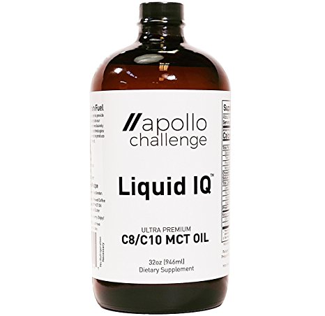 Liquid IQ - Ultra Premium C8/C10 MCT Oil | Organic Coconut Energy Drink for Mental Performance and Fat Loss - 32oz Glass Bottle