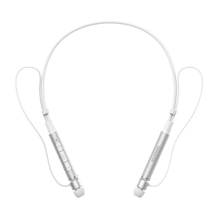 Neckband Bluetooth Headset SOLEMEMO S6 Wireless In-Ear Deep Bass Headphones Sweatproof Sports Earbuds for Running with Mic and Magnet Attraction for iPhone 6s Samsung S7 Edge and Android Phone (White)
