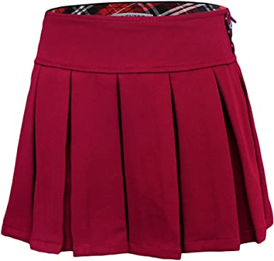 Bienzoe Girl's Stretchy Pleated Adjustable Waist School Uniforms Dance Skirt